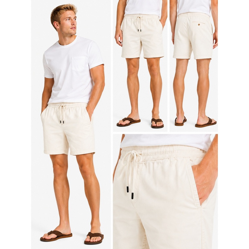 Zara Shorts‎ Mens S Cream Chino Casual Minimalist Neutral Summer Beach Vacation